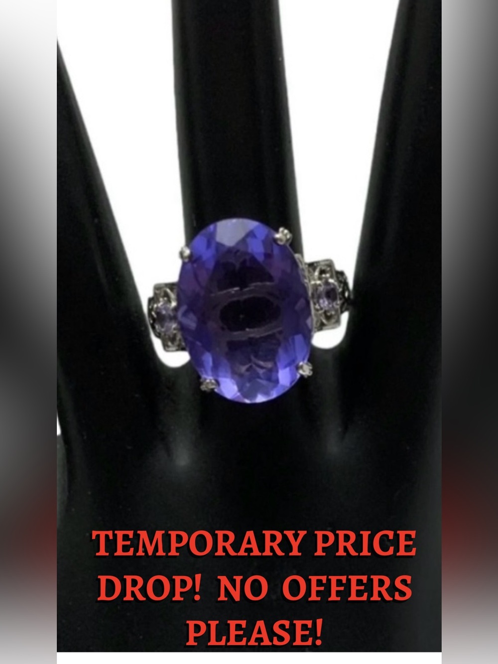 FINE STERLING SILVER 925 TOPAZ & TANZANITE STATEMENT RING (8)